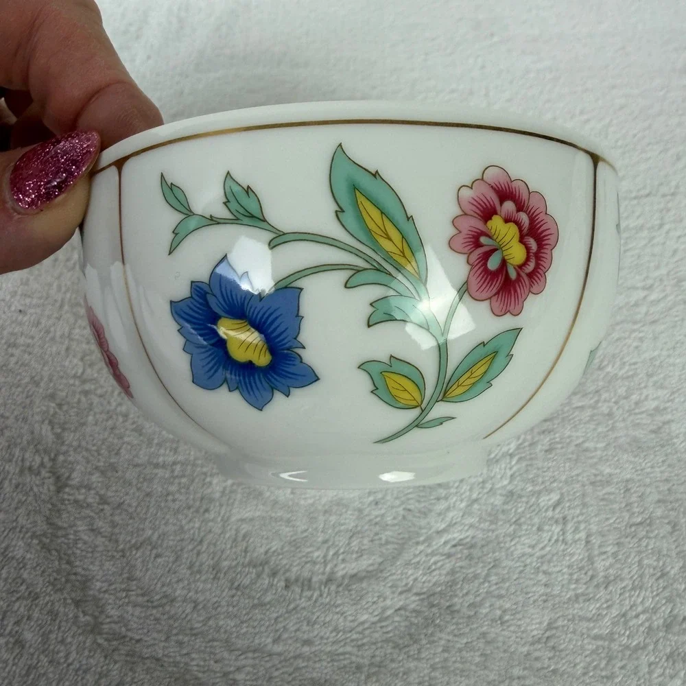 Heinrich W-Germany Floral Porcelain Lidded Sugar Bowl Trinket Dish Gold Gilt
